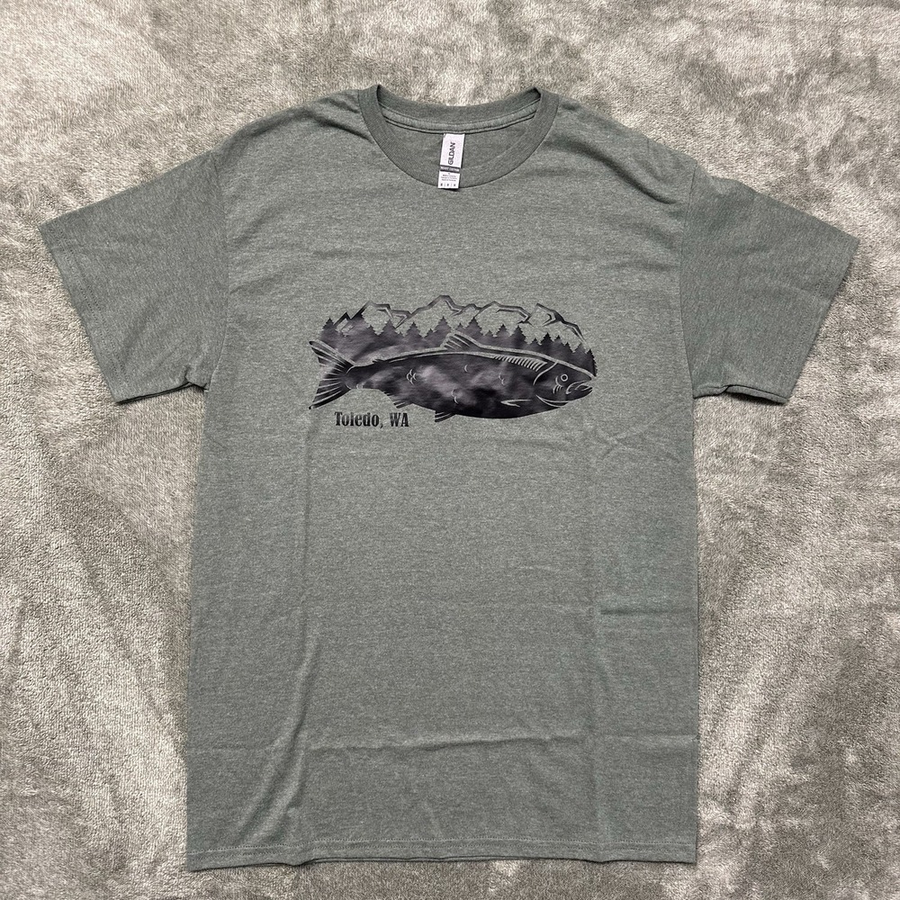 Gildan Unisex Medium Graphic Tee,‎ Toledo, WA, Fish, Fishing, Wildlife, PNW